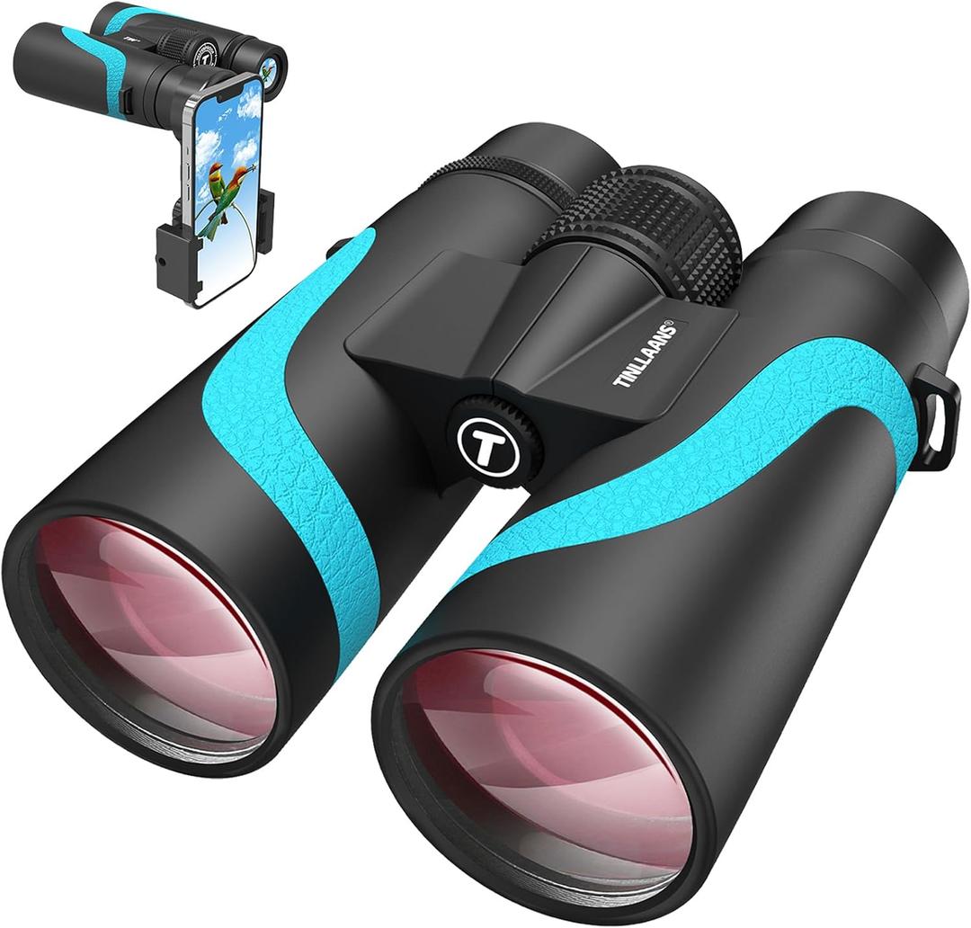 15x55 UHD Binoculars for Adults High Powered with Phone Adapter - Large View, BAK4 Prism, Waterproof, Lightweight for Bird Watching, Hunting, Cruise, Travel, Sports (Blue)