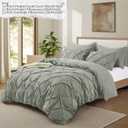 VACVELT 5 Piece Pinch Pleated Duvet Cover King Size Set, Light Gray Pintuck Duvet Cover with Zipper & 8 Ties, Shabby Chic Microfiber + 2 Pillow Shams + 2 Pillowcases, No Comforter