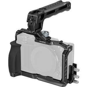 SmallRig ZR Camera Cage Kit for Nikon ZR, Full Cage with Silicone Grip, Top Handle for ARRI, Cable Clamp for HDMI, Built-in Cold Shoe and Quick-Release Plate for Arca - 5647, Top Handle Cage Kit