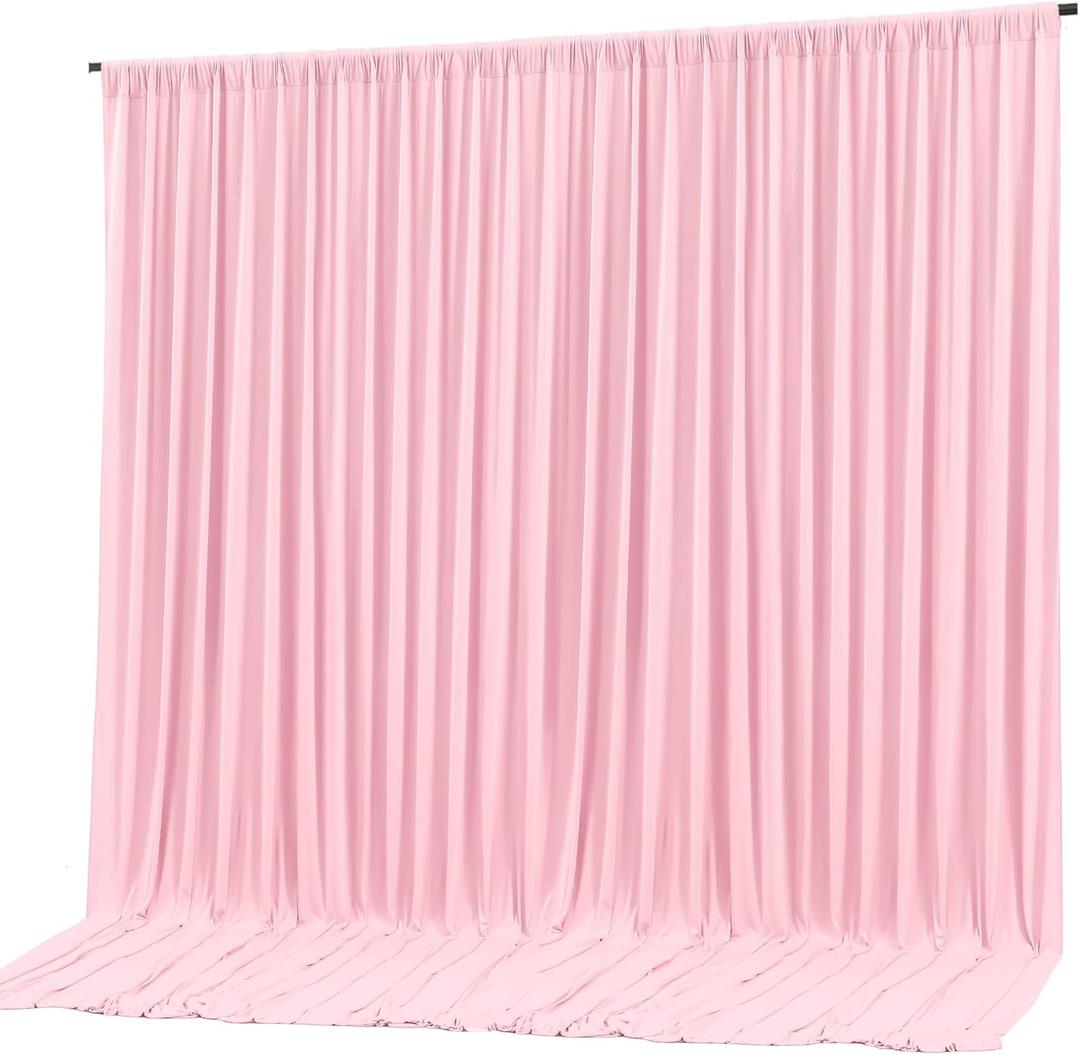 10x10ft Pink Backdrop Curtain Panels for Parties - Wrinkle Free Polyester Photo Curtain Backdrop Wedding Back Drop Fabric Drapes for Party Decorations Background for Photography