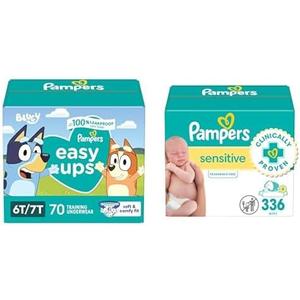 Pampers Easy Ups Boys (6T-7T), 70 Count + Pampers Baby Wipes, 336 Wipes Total (4 Flip-Top Packs) Pampers Easy Ups Boys (6T-7T), 70 Count + Pampers Baby Wipes, 336 Wipes Total (4 Flip-Top Packs)