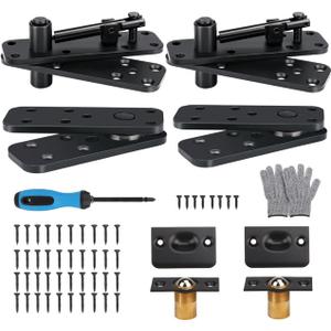 Stainless Steel Hidden Door Hinges, Swing Pivot Hinges, 360Rotation Secret Hidden Door Hardware, Hidden Bookcase Bookshelf Hardware (2pcs Black)