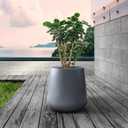 Kante Round Concrete Planters Outdoor Indoor Decorative Plant Pot, Charcoal, 12.2"H