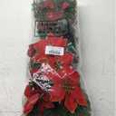 Hotop 6 Pcs Christmas Artificial Poinsettias Florals 19.6 Inch Large Christmas Poinsettia Decorations Red Green Christmas Flower Picks Stem for Christmas Tree Ornament Wreath DIY Xmas Party Decor