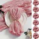 LZY 60 Pack Gauze Cheesecloth Napkins 20x20 Inch Dinner Cloth Napkins, Soft Boho Table Napkins Rustic Wrinkled Cheese Cloth Napkins Bulk for Wedding Party Baby Shower Event Decor (Dusty Pink)