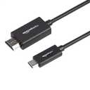 Amazon Basics Premium Aluminum Uni-Directional USB-C (Source) to HDMI (Display) Cable Adapter (Thunderbolt 3 Compatible) 4K@60Hz, 6-Foot, Black