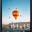 11x15 inch Picture Frame, Horizontal and Vertical Formats for Wall Hanging, 11 x 15 Wall Gallery Poster Photo Frame with Shatter Resistant Plexiglass, Black