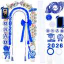 Graduation Leis Class of 2026, Graduation Lei 2026 with Honor Cord, Double Braided Ribbon Graduation Leis Gift Party Supplies for Women Men Students