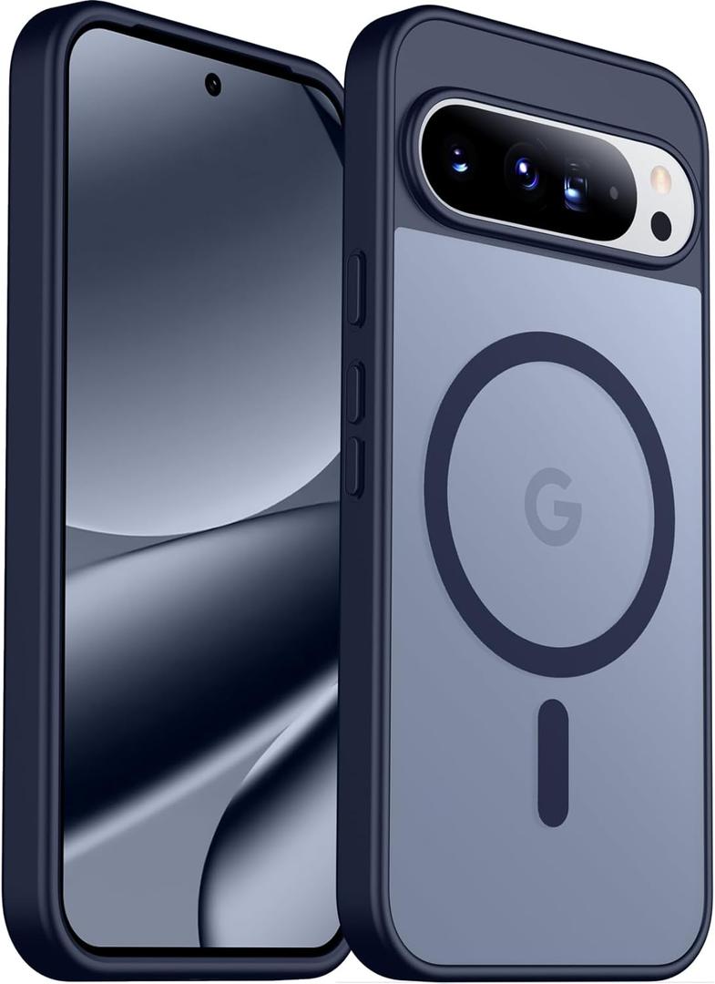 SPIDERCASE Magnetic for Google Pixel 10/Pixel 10 Pro Case, Military Grade Drop Protection Slim Translucent Matte Shockproof Anti-Fingerprint Phone Case for Pixel 10/10 Pro, Blue