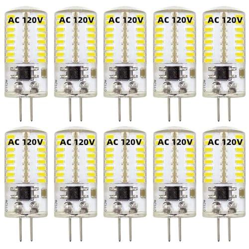 ZHENMING 110V- 130V G4 LED Bulb Dimmable Cool White 6000K (Not Low Voltage 12V) 3W 20W 30W Halogen Equivalent Bi-Pin Base Lamp (Pack of 10)