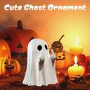 2 x Halloween Ghost Figurine Spooky Resin Finger Ghost Statue Ornaments Cute Ghost Decor for Halloween Porch and Indoor Spooky Home Decorations