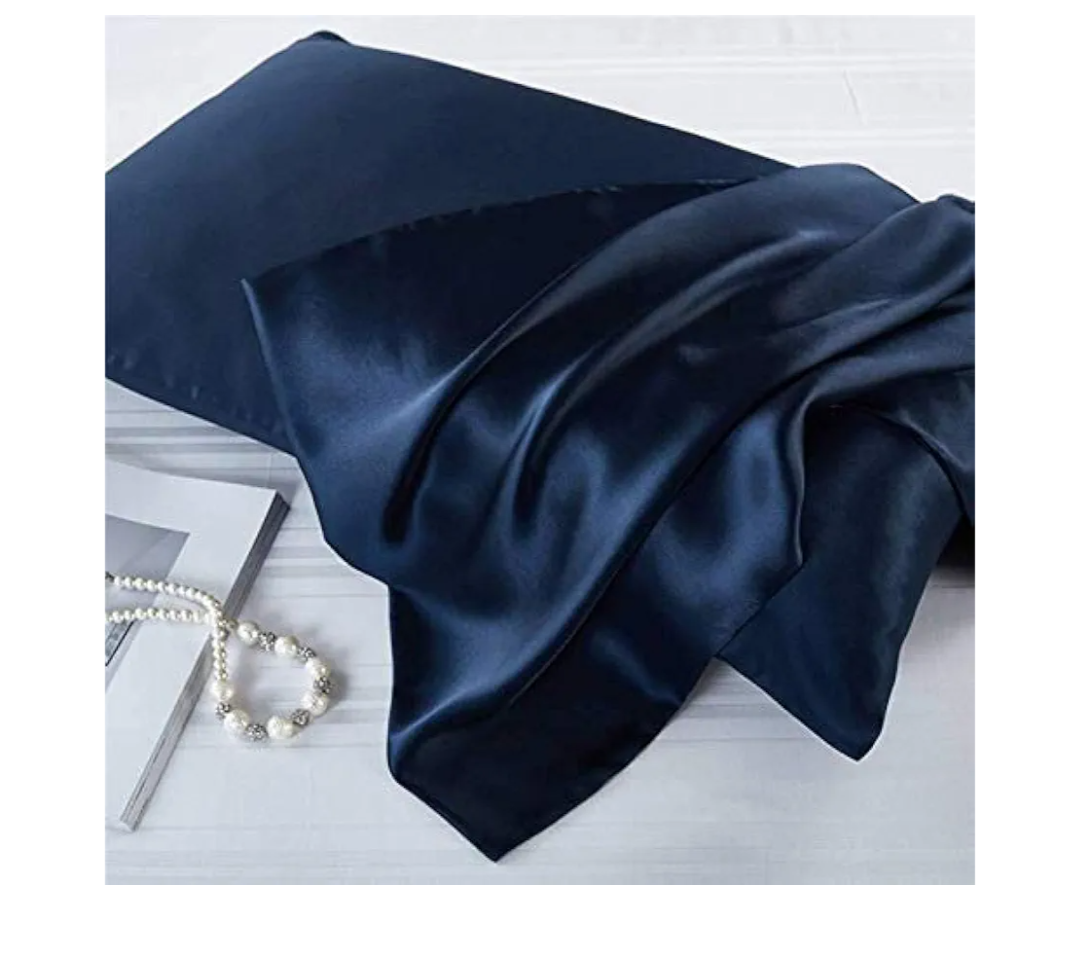 Luxbedding Satin Pillowcase Pillow Cases Standard Size, Cooling Satin Pillowcase for Hair and Skin, Silk Pillowcase 2 Pack - Navy Blue Pillow Case