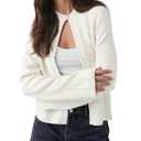 Saodimallsu Womens Lightweight Cardigans Open Front Long Sleeve One Button Casual Crewneck Loose Knit Shrug Sweater Small