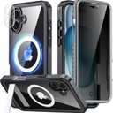 Magnetic & Stand for iPhone 16 Plus Case Built-in Privacy Screen Protector[360 Full Body Protection][Fit for Magsafe][Lens Protector] Heavy Duty Shockproof Phone Case for iPhone 16 Plus Black