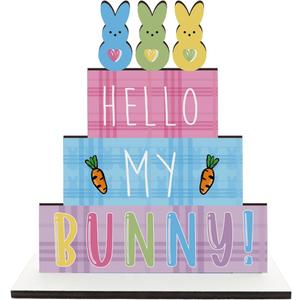 Easter Decorations Peeps Decorations Easter Bunny Decorations Carrot Decor Wooden Table Decor for Home Office Living Room Bathroom Bedroom Farmhouse Shelves Desk 6.4x6.4x0.2 inches