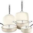 Pyrex 8-Piece Ceramic Cookware Set, Pots and Pans with Lids & Handles | Healthy nonstick ceramic coating, induction compatible stainless steel, PFAS Lead Cadmium BPA Free