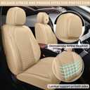 Car Seat Covers Full Set, Leather Seat Covers for Cars, 2 Packs Breathable Seat Cover, Suitable for SUV/Truck/Sedan/Automotive (Beige)