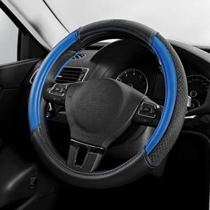 Skechers Air-Cooled Steering Wheel Cover, Air Cool Mesh Leather Car Steering Wheel Cover Universal Fit 14" 1/2-15" Car Wheel Protector for Men Women Fit Suvs, Vans, Sedans, Car, Trucks, Blue