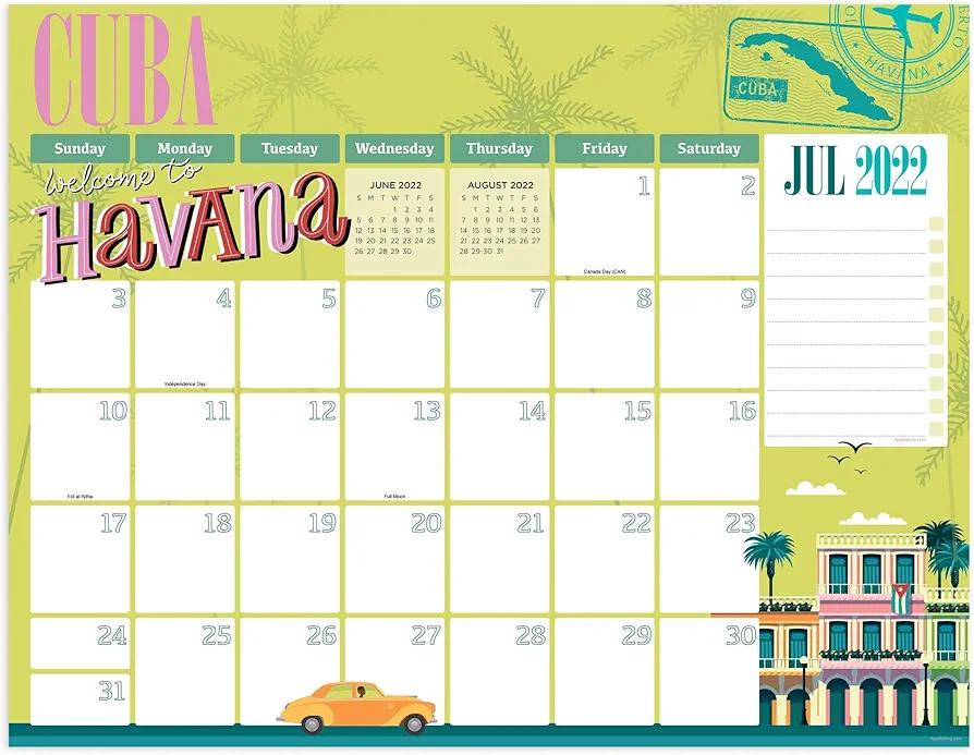 TF PUBLISHING July 2022 - June 2023 Around the World Large Desk Pad Monthly Blotter Calendar | 12 Month Academic Year Wall Calendar | Tear-Off Pages | Landscape-Oriented | 22” x 17”