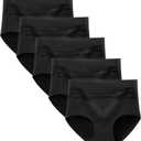 Women's Underwear Cotton Tummy Control High Waisted Underwear Soft Breathable Full Coverage Panties Multipack (4X-Large, Multi - A02 - 5 Pack Black)