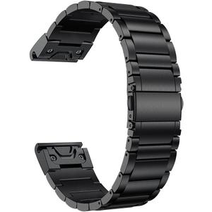 LDFAS Titanium Band Compatible Fenix 8/7/6 Pro/5 Plus Band, 22mm Titanium Metal Quick Release Easy Fit Watch Strap for Garmin Fenix 7/6 Pro/Epix Gen 2/Forerunner 965 (Black)