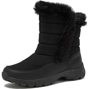 W-Expedition Faux Fur Waterproof Puffer Snow Boots Women's 10 Medium/Standard Black