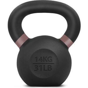 Yes4All Powder Coated Kettlebell, Cast Iron Core Kettlebells with Non-Slip Handle & Flat Bottom for Conditioning, Heavy Duty for Strength Training, 31lb - Single & Pair