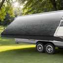 Heavy-Duty 16ft RV Awning Replacement Fabric - 19.5oz Heat-Sealed Vinyl Camper Awning ReplacementUV Resistant & Weatherproof, Universal Canopy for Most RVs and TrailersOmbr Black
