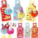 Valentines Day Gifts for Kids - 25 Pack Duck Plush Toys Keychains with Valentine Gifts Cards,Friends Classroom School Exchange Party Favors