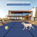 Inground Pool Cover Safety Fits Rectangle Swimming Pool, Mesh Solid Pool Cover for Inground Pools,Winter Pool Safety Cover Includes Safety Net and Installation Tools Blue (Blue, Fits 12x20ft Pools)