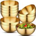 Nuogo Stainless Steel Gold Mixing Bowls Decorative Gold Esthetician Bowls for Summer Wedding Party Baking Prepping Serving Facial Food Salad Fruit Snack Soup Cereal(5.9 Inch)