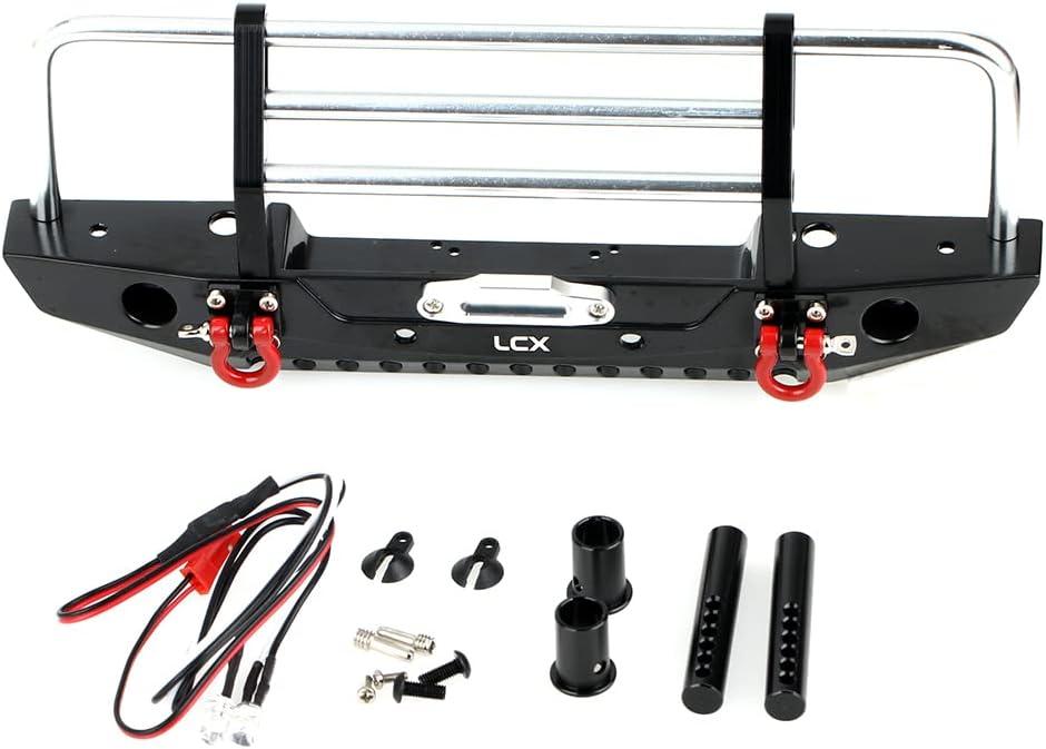 LCX Racing 1/10th RC Crawler Car Metal Bull Push Bar Front Bumper for TRX4 TRX-4 Axial SCX10 II 90046 Redcat Gen8 Scout II, Upgrades Parts Accessories