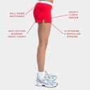 Soffe Women's Womens Authentic Cheer Shorts, 3 Inseam, 2 Pack (Red, M)