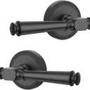Amerdeco 2 Pack Matte Black Dummy Door Handles, Decorative Non-Turning Door Lever with Door Knobs for Closet, French Double Doors, Pantries & Interior Push/Pull Doors.AM0034