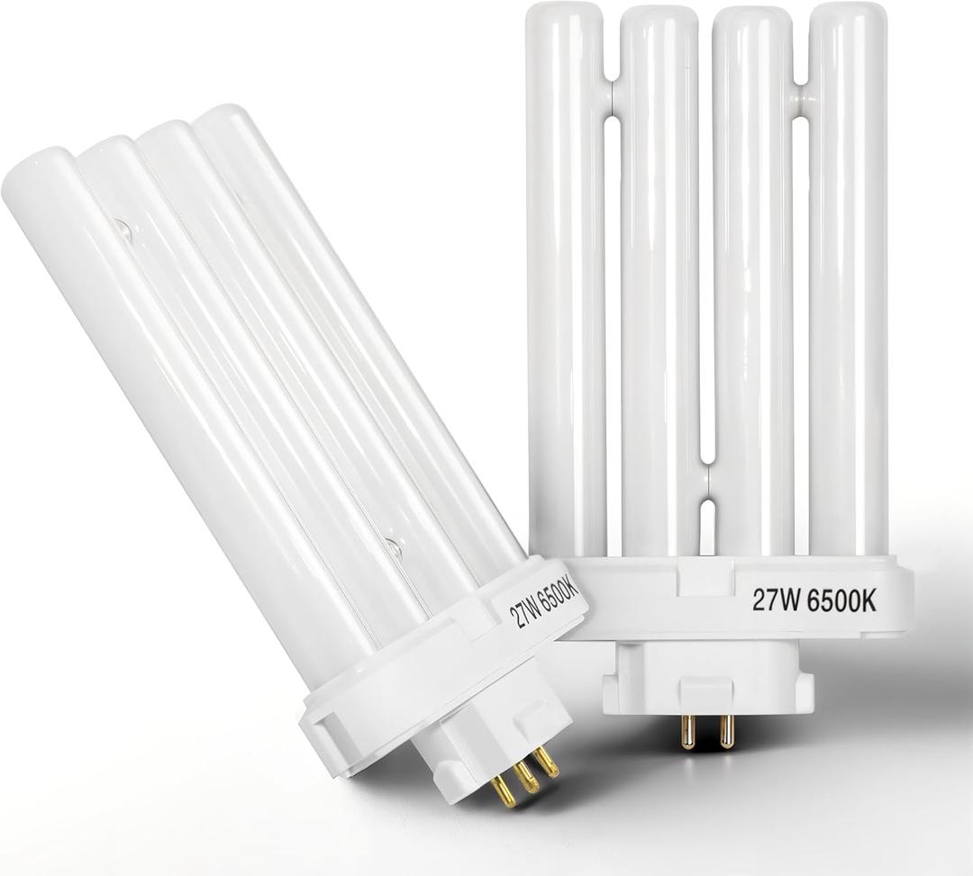 24 Nha&FACA FML27 Fluorescent Light Bulbs FML Lamp 27 Watt Replacement Grow Light Bulbs, Energy Efficient FML Lamp for Desk, Office, Reading, and Study Lamps  GX10Q-4 Base, Daylight 6500K (Pack 2)