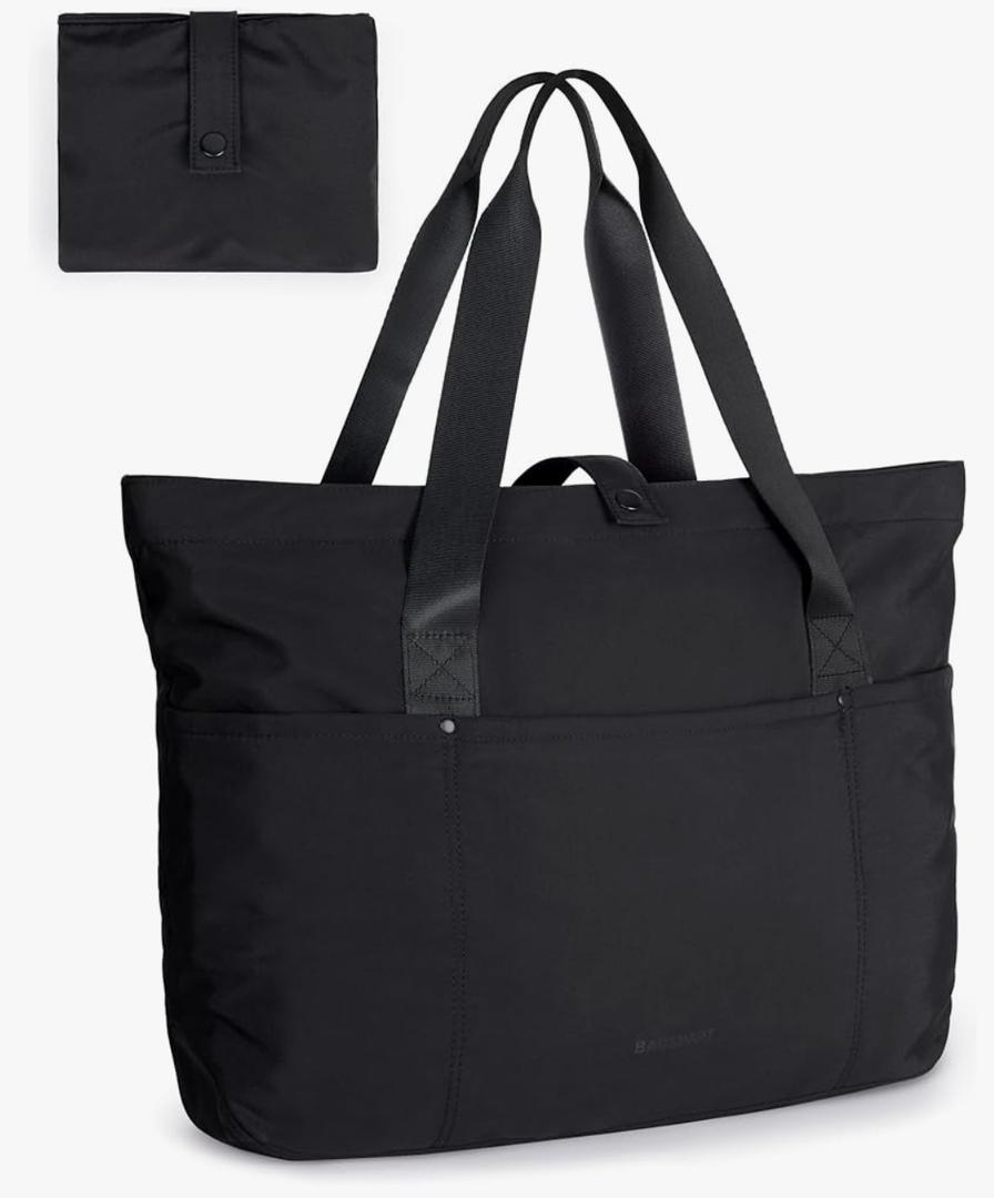 BAGSMART Tote Bag for Women, Foldable Tote Bag With Zipper Travel Large Shoulder Bag Handbag for Work