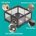 ICAREWAY Foldable Playpen for Babies and Toddlers, 50x50 Inches Portable Playpen, Kids Collapsible Play Pen with 2 Handlers, Indoor & Outdoor Baby Fence Play Area with Visible Mesh, Dark Gray