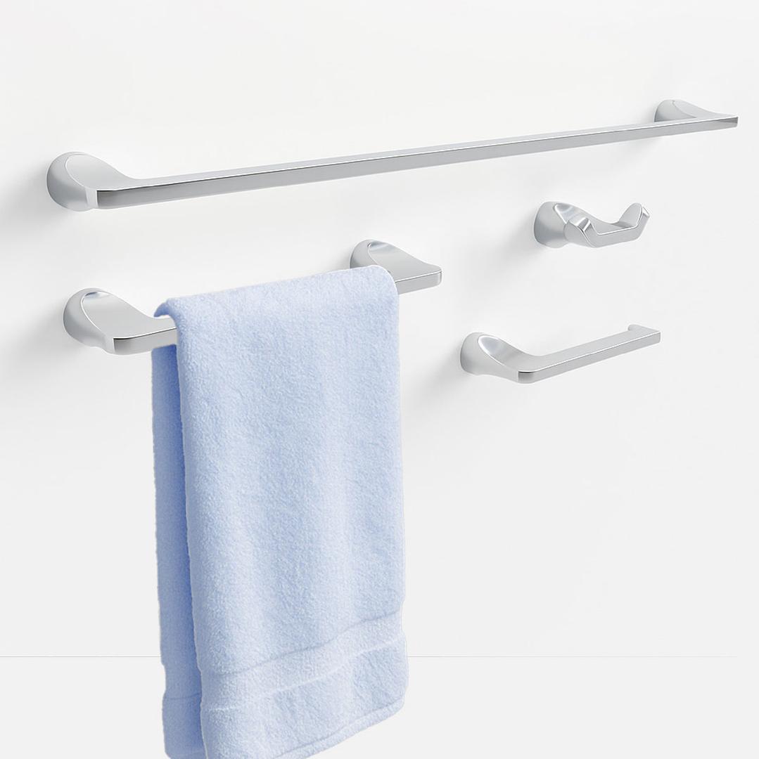 Mega Handles Prime Bath Suite Bath Hardware Kit Includes Hand Towel Bar, Bath Sheet Bar, Robe & Towel Hook & Toilet Paper Holder, Polished Chrome