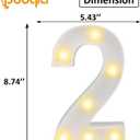 Pooqla Decorative Led Light Up Number Letters, White Plastic Marquee Number Lights Sign Party Wedding Decor Battery Operated Number (2)