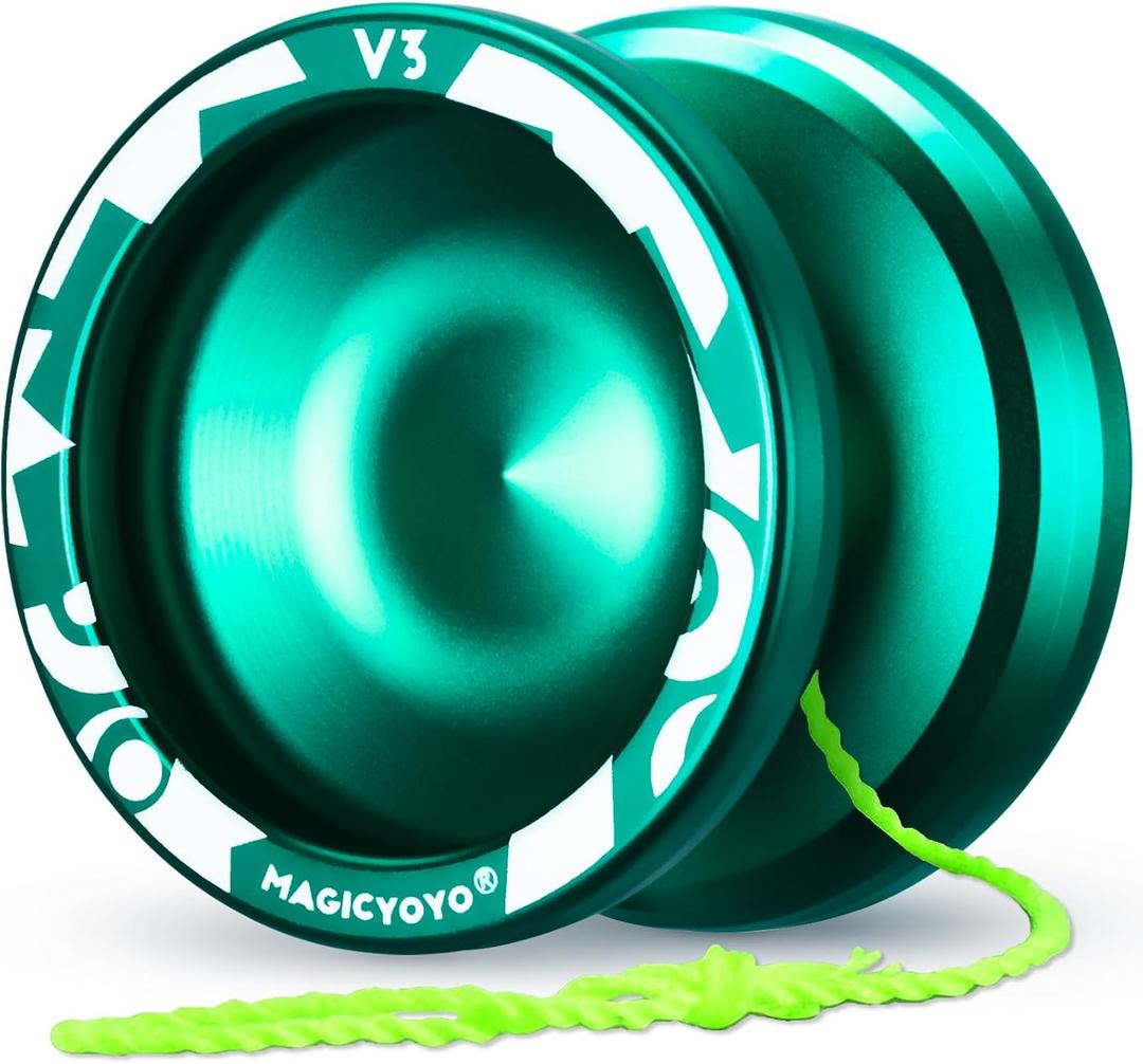 Professional Responsive Yoyo V3, MAGICYOYO Metal Yo yo for Beginner, Alloy Yo-yo with Unresponsive Bearing + Bearing Removal Tool + Axle + Storage Bag + 12 Yoyo Strings (Green)