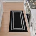 Nautica – Runner Rug | Indoor Runners for Hallways and Entry Rugs| Non-Slip and Non-Skid Entry and Kitchen Door Mat| Machine Washable Entryway Carpet Rugs |2'2" x 6'| Double Border Black
