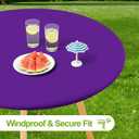 Smiry Round Spandex Tablecloth, Elastic Fitted Washable Tablecloths for 42"-50" Tables, Waterpoof Stretch Picnic Table Cover for Dining, Indoor and Outdoor, Purple, For Up to 42"-50" Round