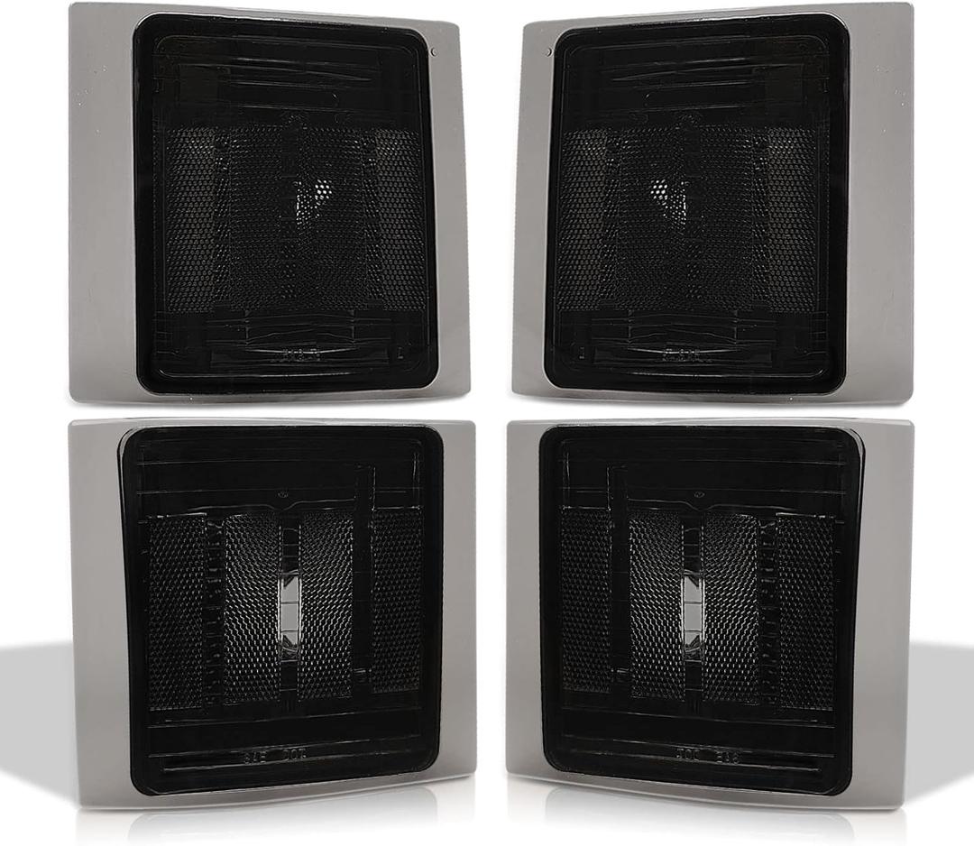 Bestview Front Turn Signal Corner Light Replacement,Upper & Lower Side Marker Reflector Lamp Chrome Housing Smoked Lens for Chevy C/K C10 1500 2500 3500/Chevy Silverado Tahoe 1994-1998 Pickup Truck