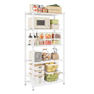 Tujurich Storage Shelves, 5-Tier Metal Shelving Unit with 120 lbs Per Shelf, Leveling Feet, Storage Rack for Garage, Kitchen, Pantry, Closet, 24" x 12.2" x 61.1", White