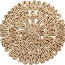Natural Woven Round Placemats Handmade Round Placemats for Dining Table 15 Inches Non-Slip Heat Resistant for Dining Table (B)
