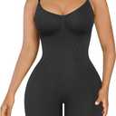 SHAPELLX Shapewear Tummy Control Seamless Bodysuit Waist Trainer Mid Thigh Slim Butt Lift Body Shaper (0-black, Size M-L)