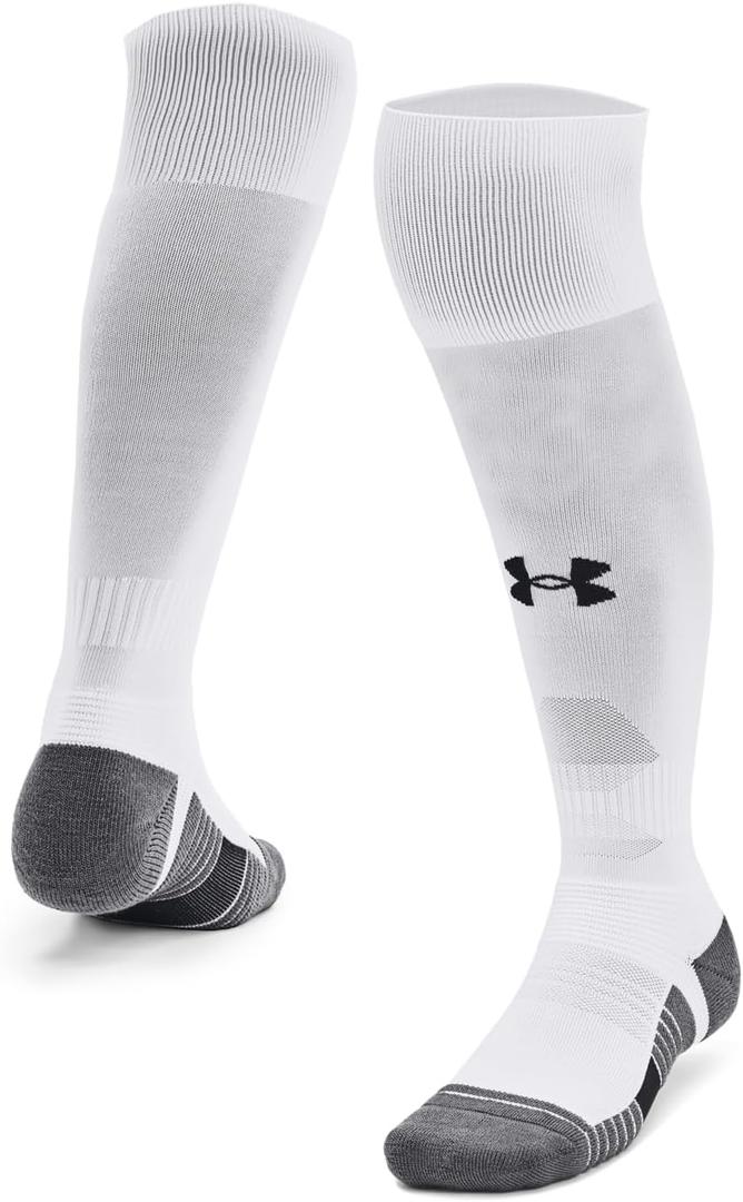 Under Armour Unisex Magnetico Over the Calf Socks (Medium, (100) White / Pitch Gray / Black)