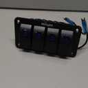 Nilight - 90109D 4 Gang Aluminum Rocker Switch Panel Toggle Dash 5 Pin ON/Off Pre-Wired Rocker Switch Blue Backlit Switch for Automotive Car Marine Boat RV