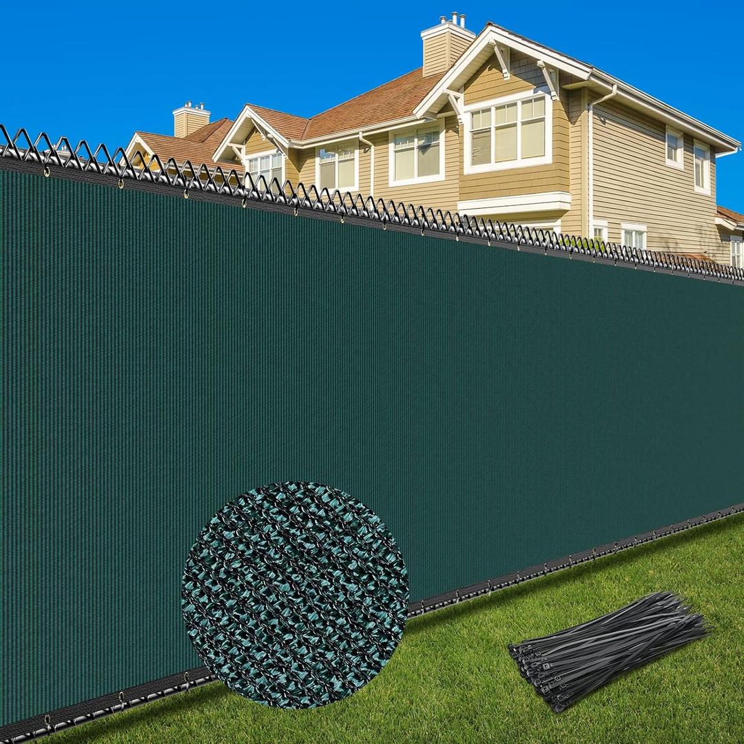 6X50FT Privacy Screen Fence, Heavy Duty Fencing Shade Cover, 170GSM 90% Blockage Mesh Shade Net for Wall Garden Yard Backyard (6 ft X 50 ft, Dark Green)