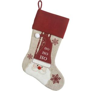 Comfy Hour Joyful Holiday Collection 18"x11" Santa Claus Snowflakes Stocking Christmas Decoration, Polyester (Set of 1)